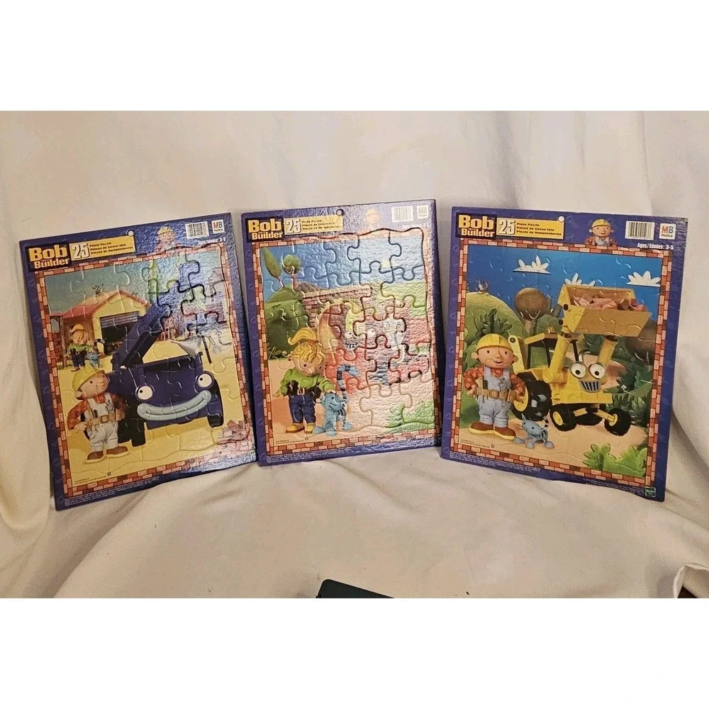 Set of 3 Bob The Builder 25 Piece Puzzles Hasbro 2001 Vintage COMPLETE Y2K‎